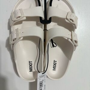 Mixit White Double-Strap Slide Sandals